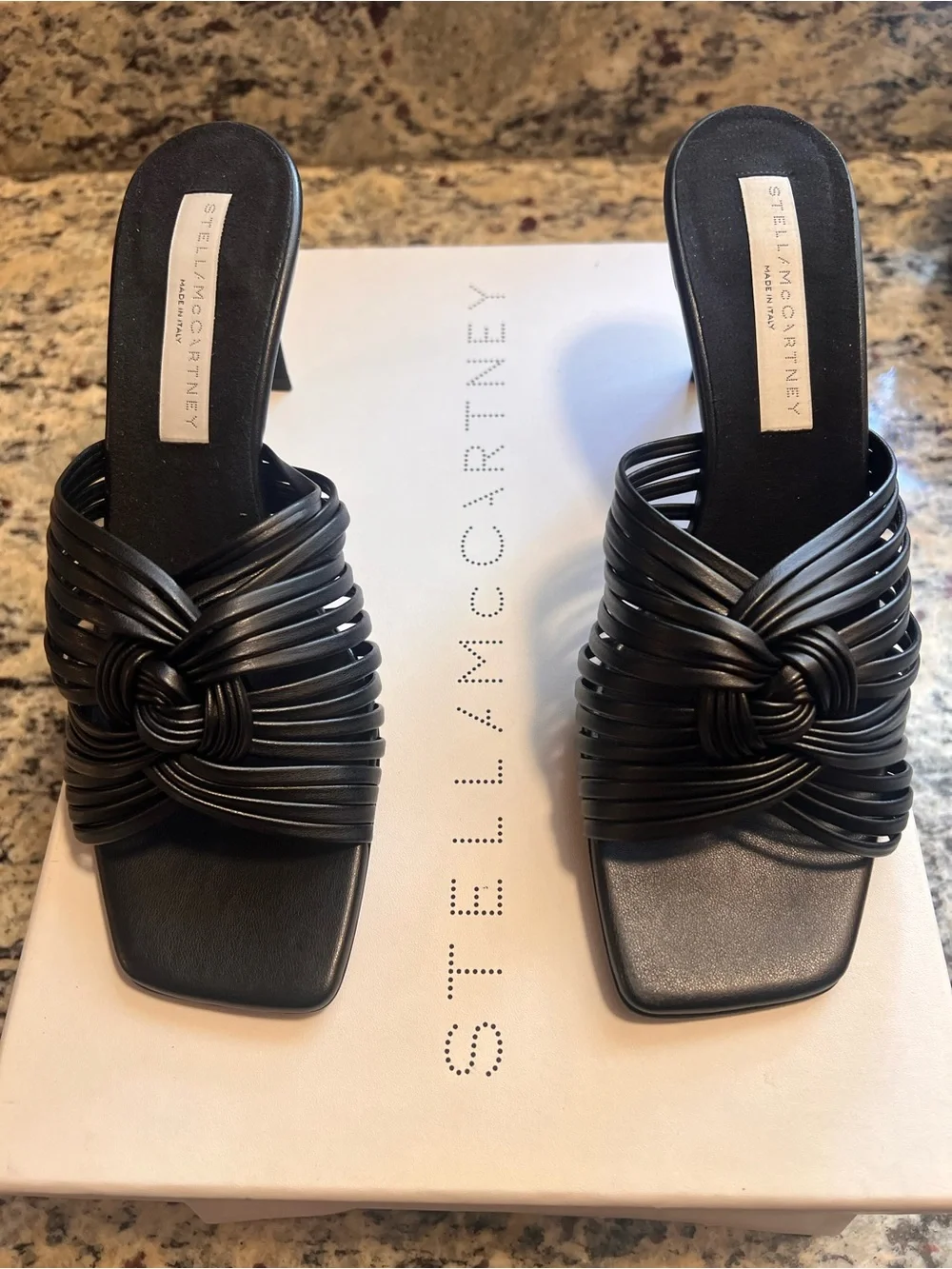 Stella McCartney Black Knotted Strap Slide Heels